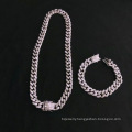 Shangjie OEM silver chunky necklace rhinestone necklace diamond  jewelry curb chain necklaces